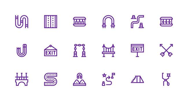 18 Strong Stroke Line Icons for Pathway Graphics Universal Icon Pack vector