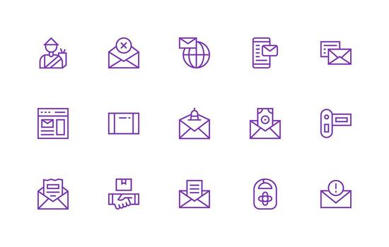 15 regular línea estilo íconos desde correo colección rápido acceso íconos para ui desarrollo vector