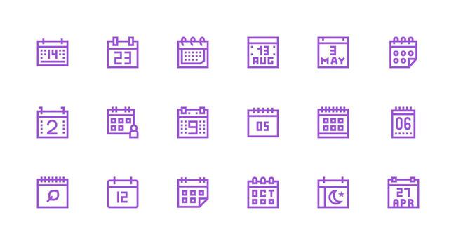 mes diseño íconos presentando 18 en fuerte carrera línea estilo bien estructurado íconos para creativo utilizar vector