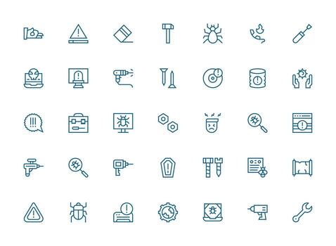 Fix Visual Pack containing 35 Regular Clean Line Icons Well-Structured Icons for Creative Use vector