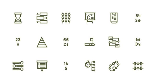 Strong Stroke Line Style Sequence Icons with 18 Vectors Display Icon Pack