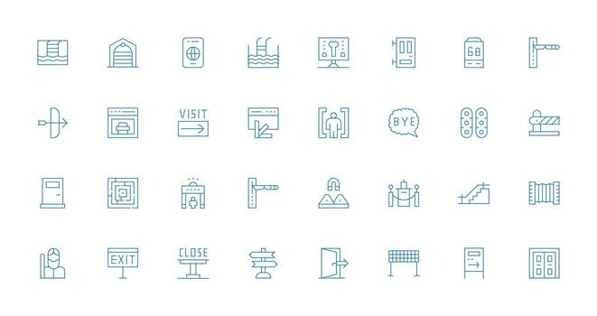 32 Delgado línea estilo íconos desde salida colección píxel Perfecto íconos para moderno aplicaciones vector