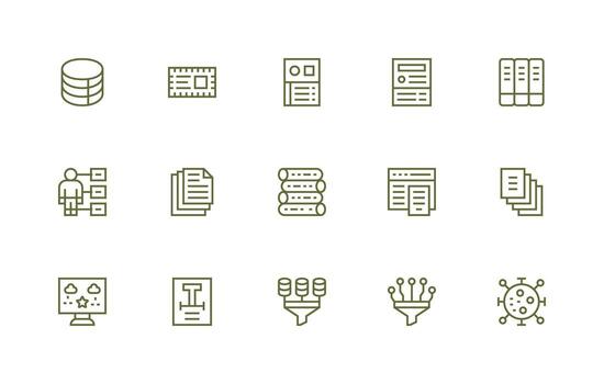15 Regular Line Style Icons from Information Management Collection Full Icon Library for UI Designers vector