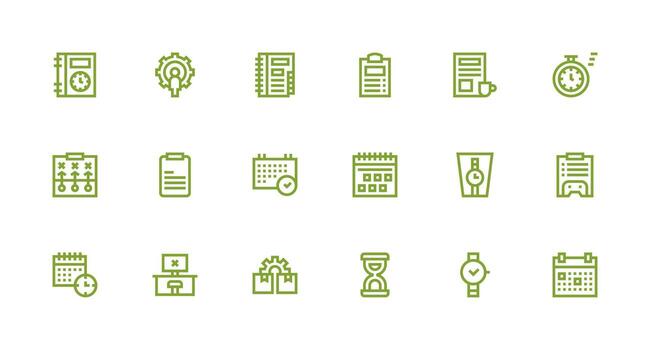 Task including 18 Strong Stroke Line Illustrations UI-Ready Icon Collection vector