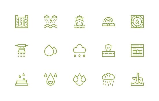 15 Regular Line Icons for Flood Graphics Digital Product Icons for Fast Delivery vector
