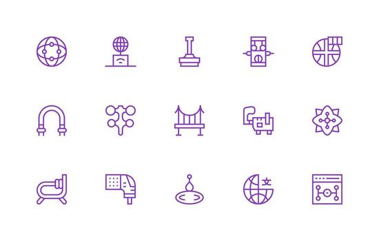 Regular Line Icons from Connection Point Set with 15 Vectors Style Icon Set