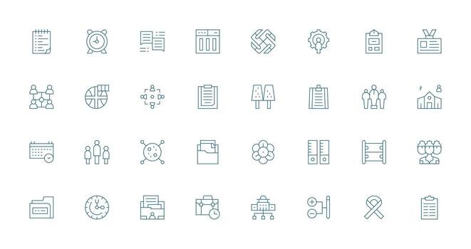 Organization featuring 32 Icons in Thin Line Design Multi-Style Icons for Creative Projects vector
