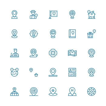 25 medio carrera contorno íconos para habla a gráficos núcleo icono colección para diario Tareas vector