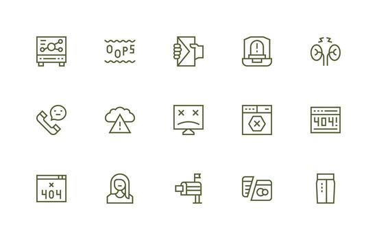 15 Icons for Offline in Regular Line Format Icon Set for Web vector