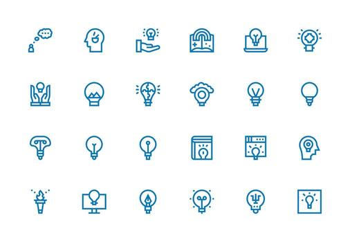 24 Thick Line Line Icons for Inspiration Graphics Complete Icon Set for Mobile Apps vector