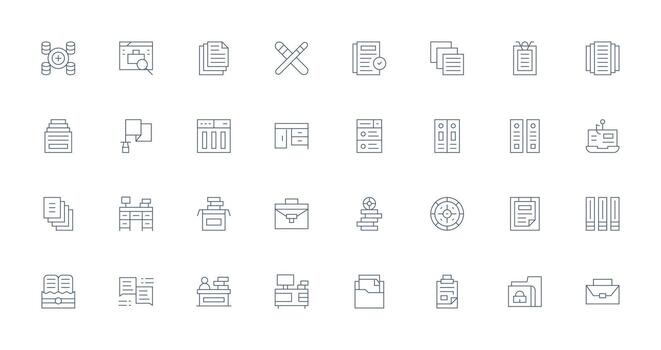 archivos icono conjunto con 32 Delgado línea gráficos icono conjunto para web vector