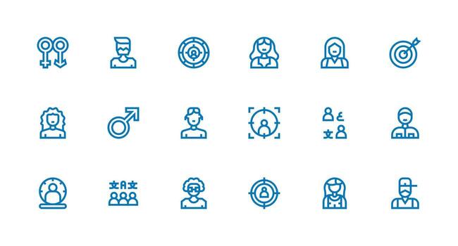 fuerte carrera línea íconos desde demográfico conjunto con 18 vectores sencillo íconos para interfaz y wireframes