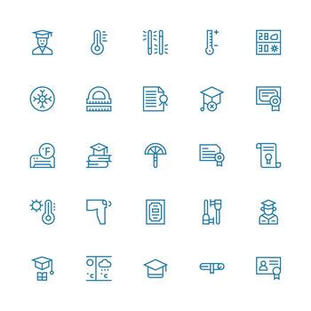 Medium Stroke Outline Style Degree Icons with 25 Vectors Multi-Style Icons for Creative Projects