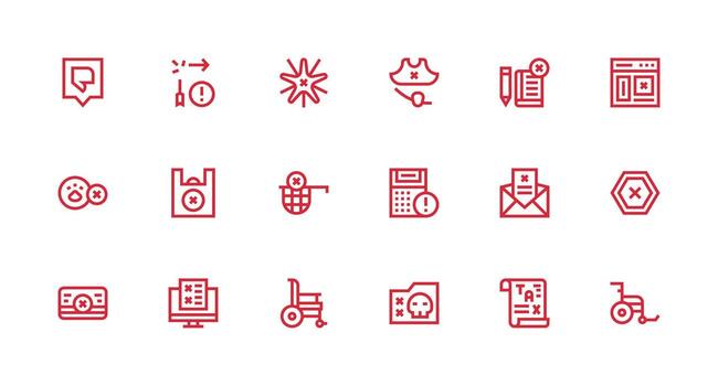 Strong Stroke Line Style Invalid Icons with 18 Vectors High-Resolution Icons for Any Platform