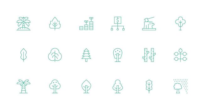 Minimal Line Style Tree Icons with 18 Vectors Interface Icon Collection