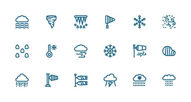 18 Icons for Meteorological in Strong Stroke Line Format All Device Compatible Icon Set vector