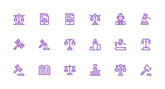 18 fuerte carrera línea estilo íconos desde juicio colección agudo íconos para presentaciones vector