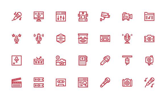 28 Icons for Recording in Bold Line Format Dashboard Icon Series vector