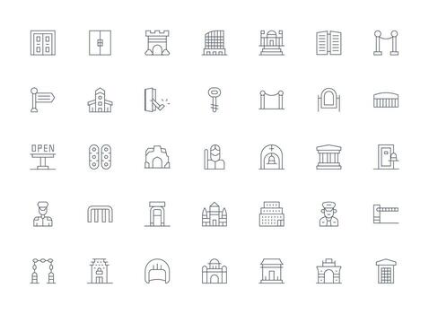Entrance featuring 35 Icons in Light Line Design Icons Built for Visual Consistency Pack vector