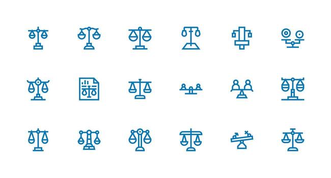 18 Strong Stroke Line Designs for Fairness Icons Balanced Icon Set for Functional Design vector