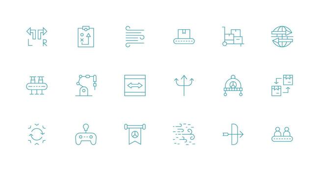 18 Minimal Line Style Icons from Movement Collection Clean Icon Collection for Web Use vector