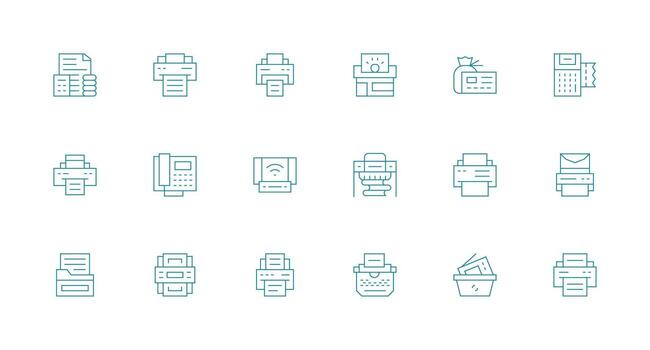 Minimal Line Icons from Printer Set with 18 Vectors Complete Icon Bundle for Web Design