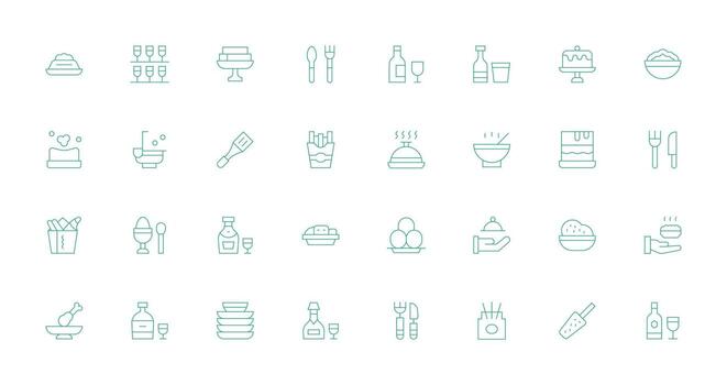 Serving featuring 32 Icons in Thin Line Design Clear and Concise Icon Set Collection vector