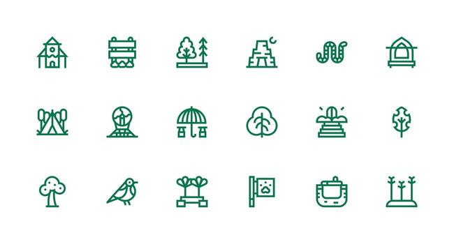 Strong Stroke Line Icons from Park Set with 18 Vectors All Device Compatible Icon Set