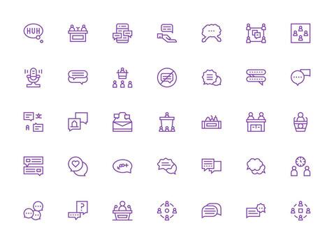 Discussion Icon Collection with 35 Regular Clean Line Designs Multi-Purpose Icon Set vector