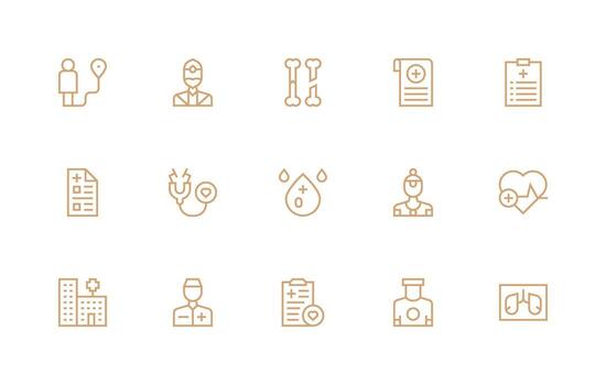 regular línea estilo diagnóstico íconos con 15 vectores simplificado icono paquete para visual herramientas