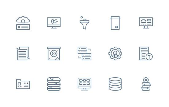 15 Icons for Data Management in Regular Line Format Optimized Icon Pack for Digital Products vector