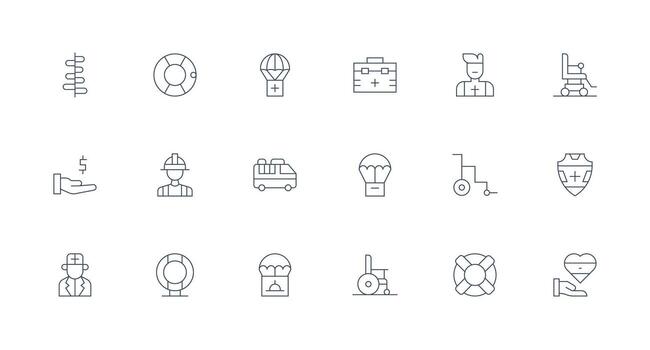Aid including 18 Minimal Line Illustrations Clear and Concise Icon Set Collection vector
