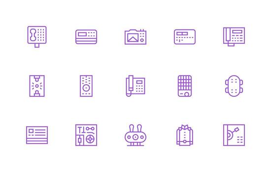 15 Regular Line Style Icons from Buttons Collection Reusable Icon Set vector