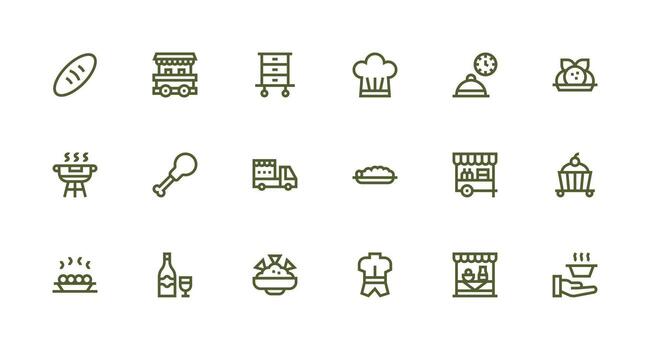18 abastecimiento íconos en fuerte carrera línea estético escalable íconos para multiplataforma interfaces vector