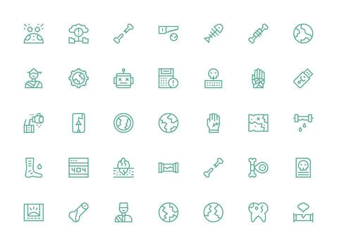35 Regular Clean Line Icons for Broken Graphics Simple Icon Pack vector