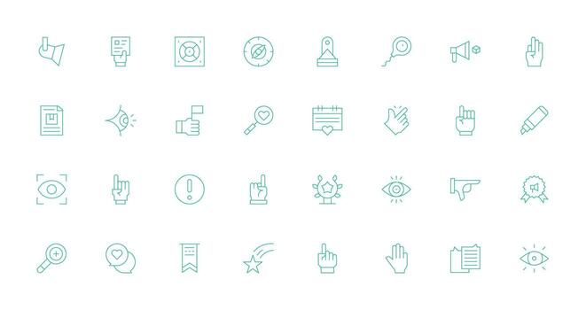 Highlight featuring 32 Icons in Thin Line Design UI-Ready Icon Collection vector