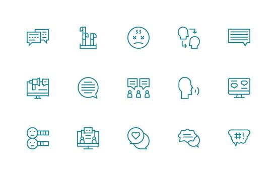 Comment Icon Collection with 15 Regular Line Designs General Use Icon Pack vector