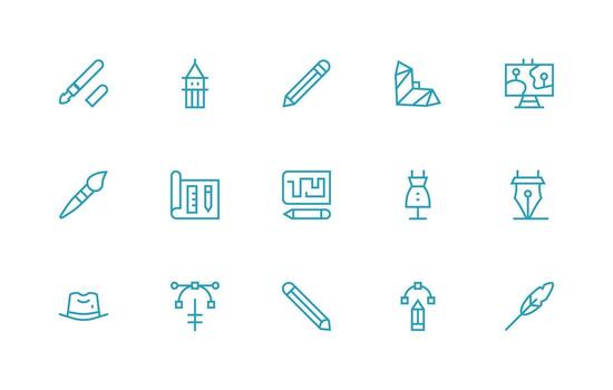 15 Icons for Sketch in Regular Line Format Multi-Style Icon Collection vector