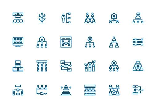 24 Thick Line Line Vectors for Hierarchy Theme Organized Icon Pack for Quick Access