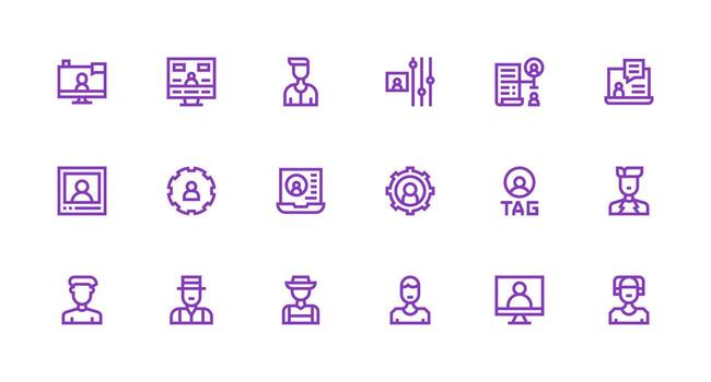 cuenta administración presentando 18 íconos en fuerte carrera línea diseño de confianza íconos para todas interfaces vector