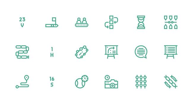 secuencia icono conjunto con 18 fuerte carrera línea gráficos funcional icono serie vector