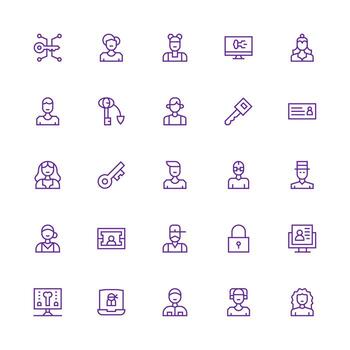 25 medio carrera contorno estilo íconos desde iniciar sesión colección listo para la interfaz de usuario icono colección vector