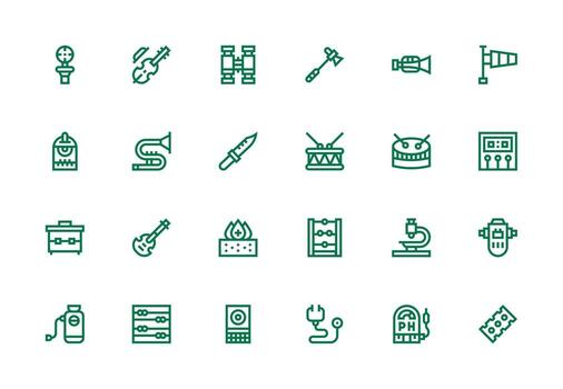 24 Thick Line Line Style Icons from Instrument Collection Functional Icon Series vector