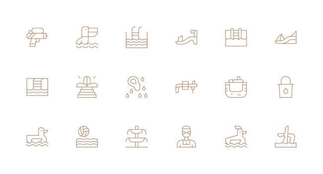 Splash Icon Set with 18 Minimal Line Graphics Optimized Icon Pack for Digital Products vector