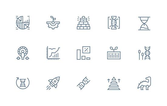 Evolution Icon Set with 15 Regular Line Graphics Web Icon Collection vector