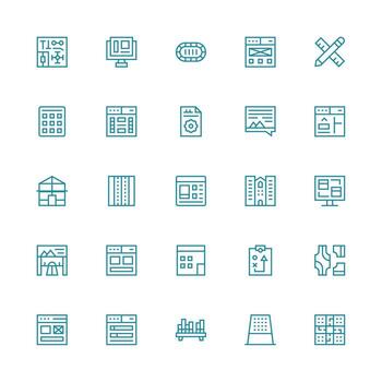 25 medio carrera contorno estilo íconos desde diseño colección organizado paquete para proyecto bienes vector