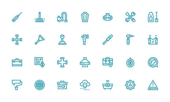 28 negrita línea estilo íconos desde mantenimiento colección agudo íconos para presentaciones vector