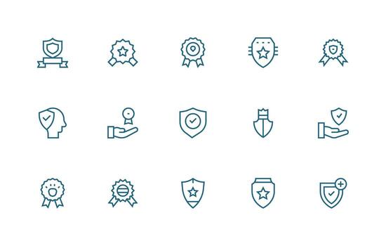 15 Trusted Icons in Regular Line Aesthetic Neat Icon Set vector