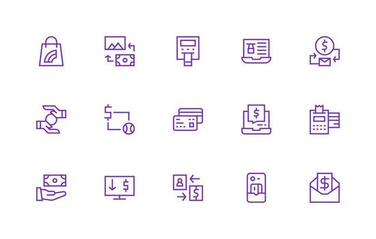 Digital Payment including 15 Regular Line Illustrations UI Icon Set vector