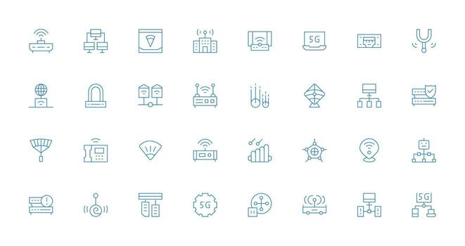 enrutador incluso 32 Delgado línea ilustraciones lleno icono biblioteca para ui diseñadores vector